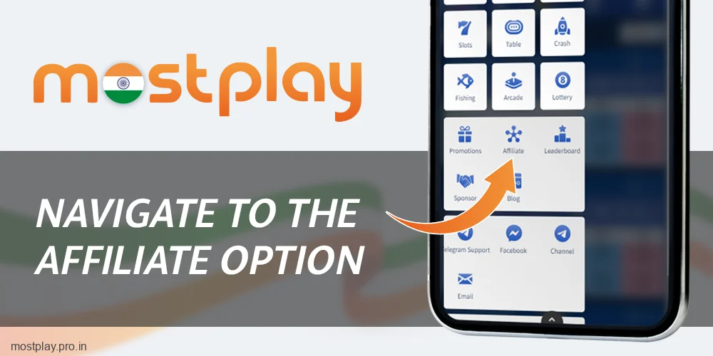 Select Affiliate Program section at Mostplay India