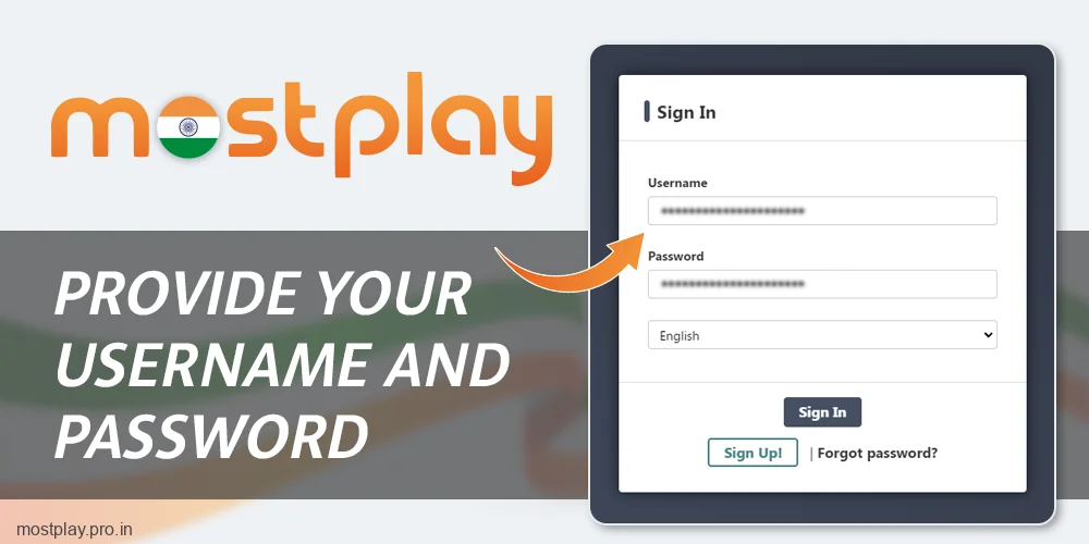 Enter your username and password at Mostplay India