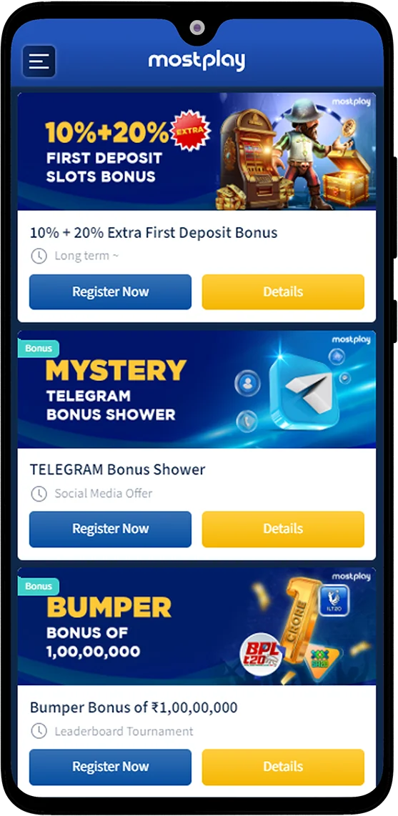 Bonuses in the Mostplay India app