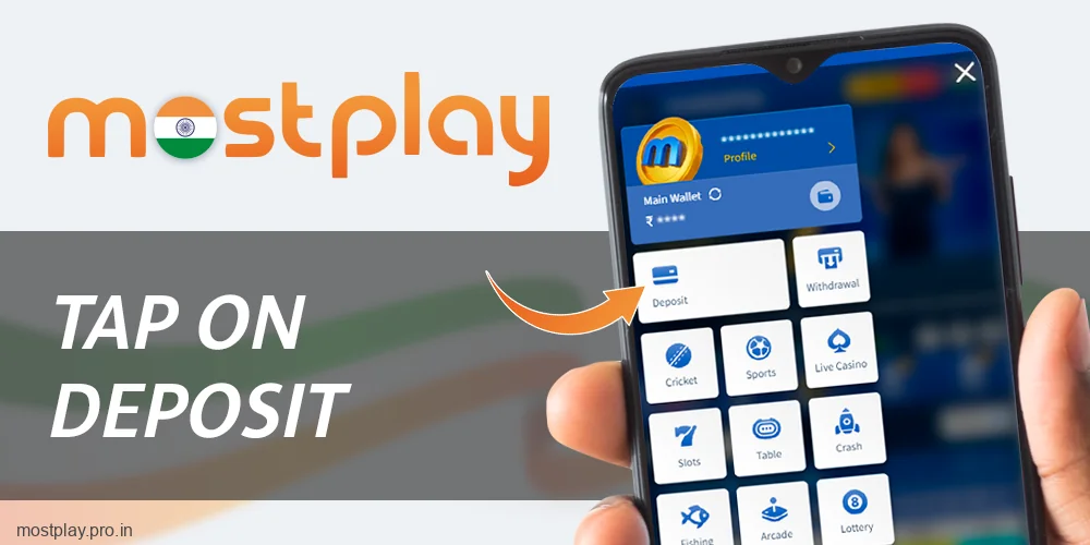 Open the Deposit section at Mostplay India