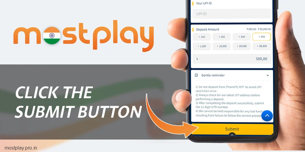 Click Submit button at Mostplay India