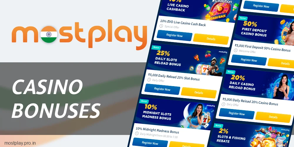 Casino promotions for Indian Mostplay players