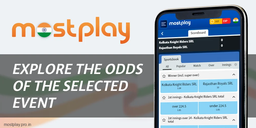 Study the odds of the selected competition at Mostplay India