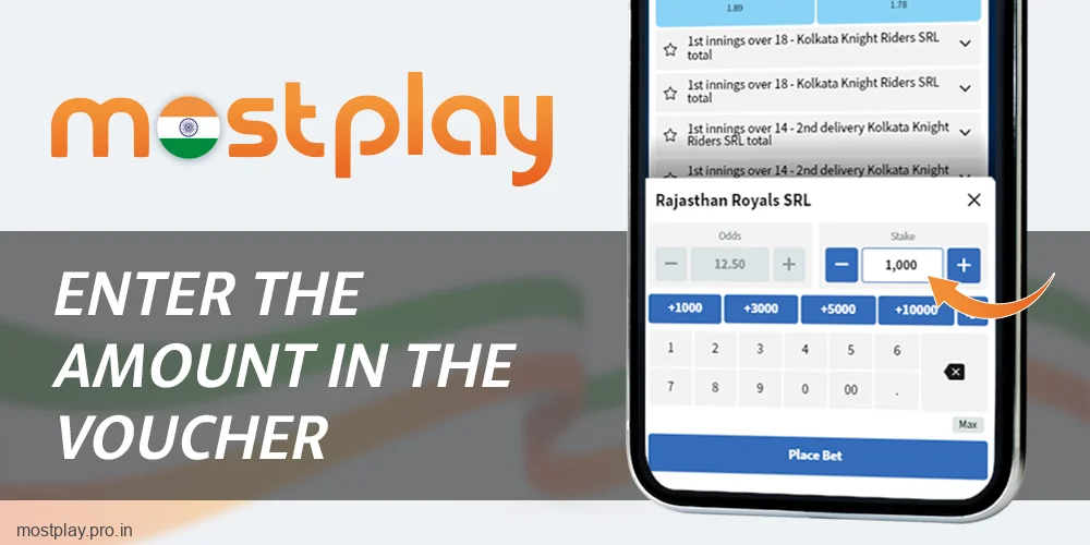 Enter your bet amount at Mostplay India