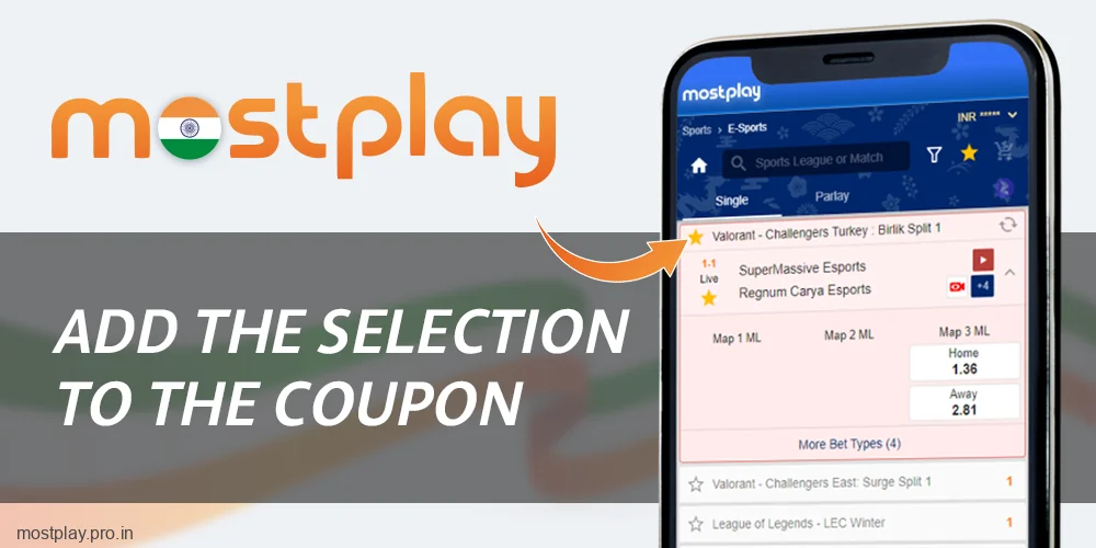 Add your selection to the coupon at Mostplay India