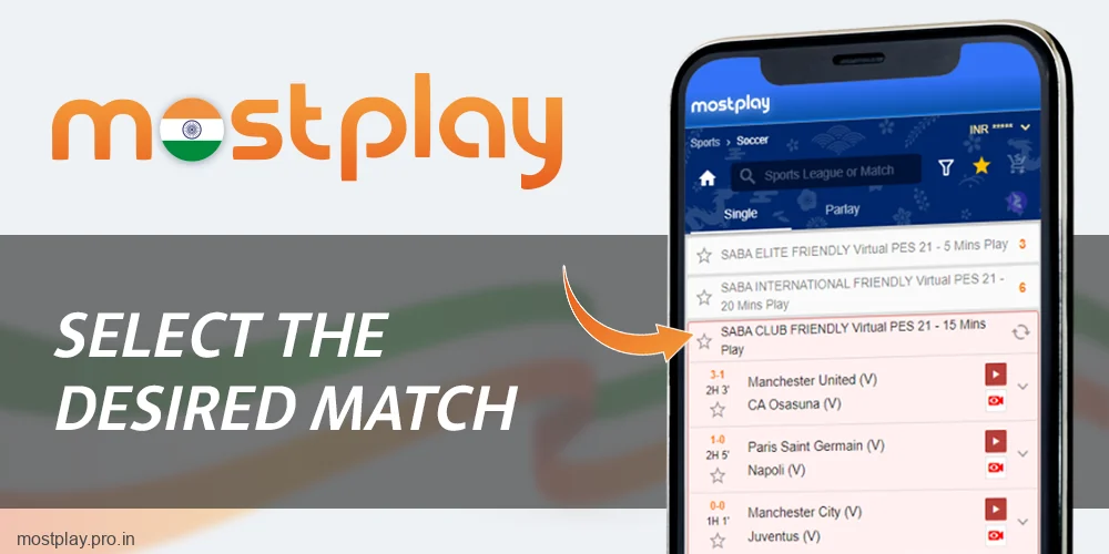 Select your desired competition at Mostplay India