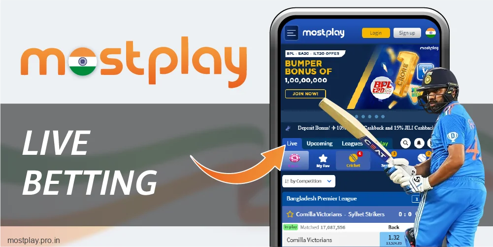 Live betting for Indian bettors at Mostplay