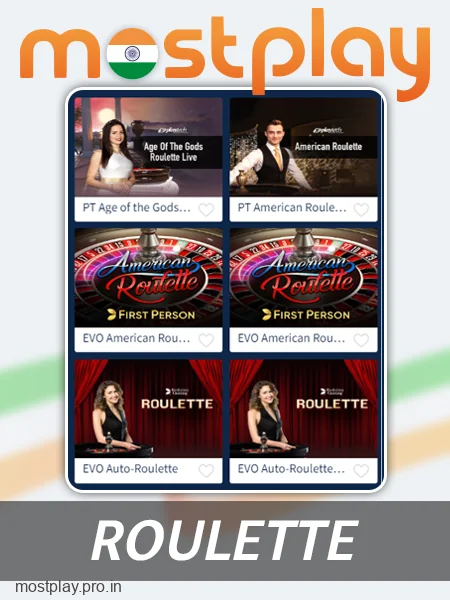 Play Roulette at Mostplay India
