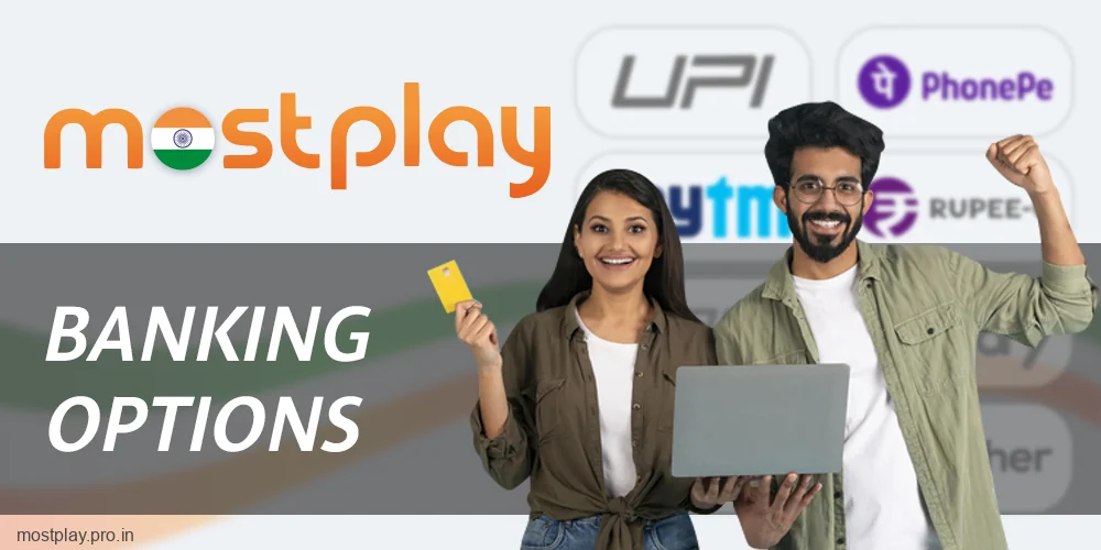 Payment methods at Mostplay app for Indians