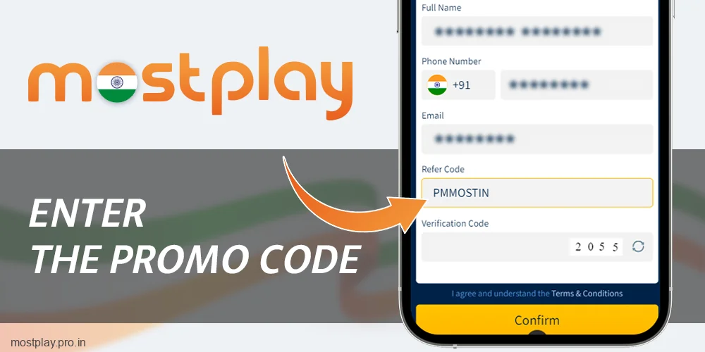 Enter referral code at Mostplay India