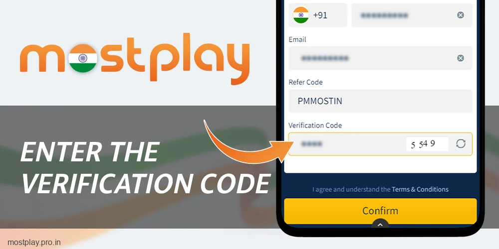 Write your verification code at Mostplay India