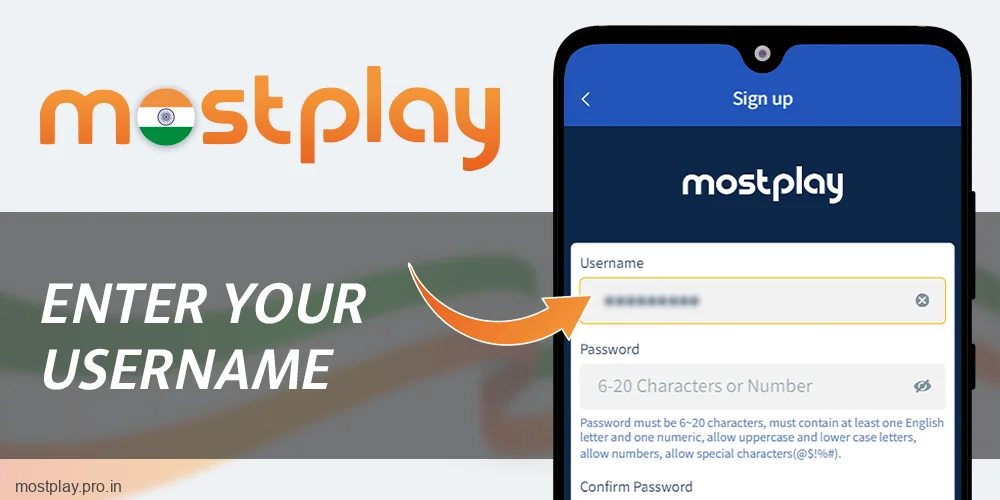 Enter your username at Mostplay India
