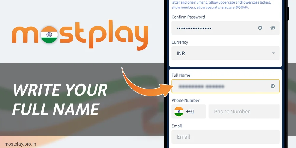 Enter your full name at Mostplay India