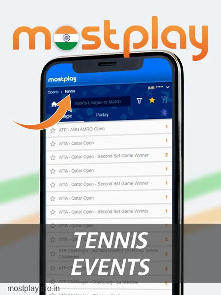 Tennis competitions for Indian bettors at Mostplay