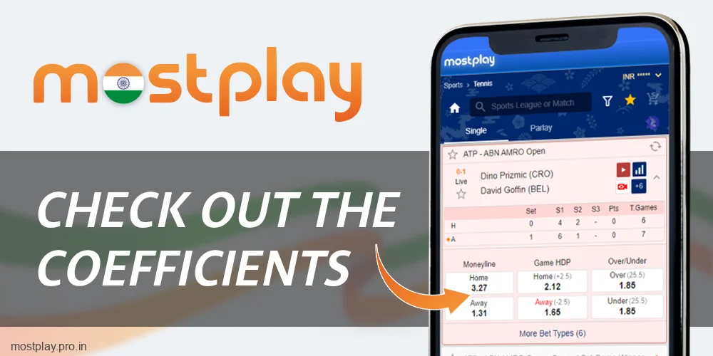 Study the odds of the selected match at Mostplay India