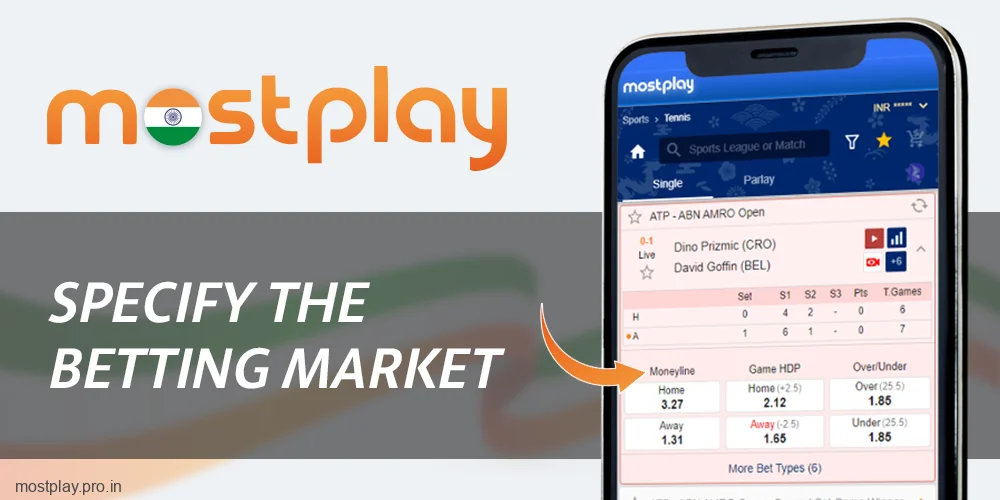 Select a betting market at Mostplay India