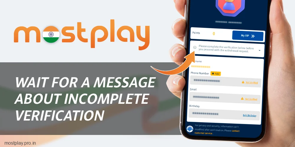 Receive a verification notification at Mostplay India