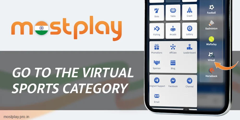 Go to the virtual sports section at Mostplay India