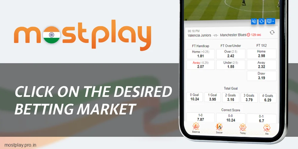 Select the virtual sports betting market at Mostplay India